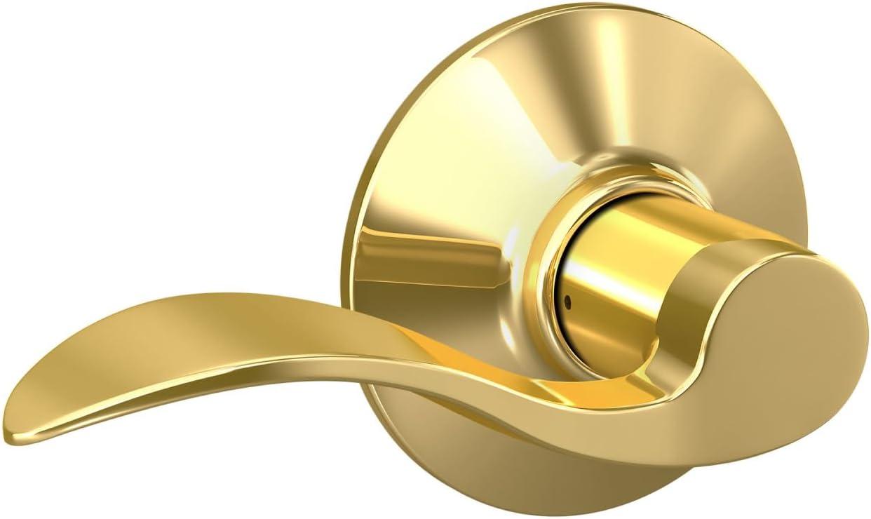 image:imageSchlage F10 ACC 605 Accent Door Lever Hall amp Closet Passage Lock Bright BrassPassage