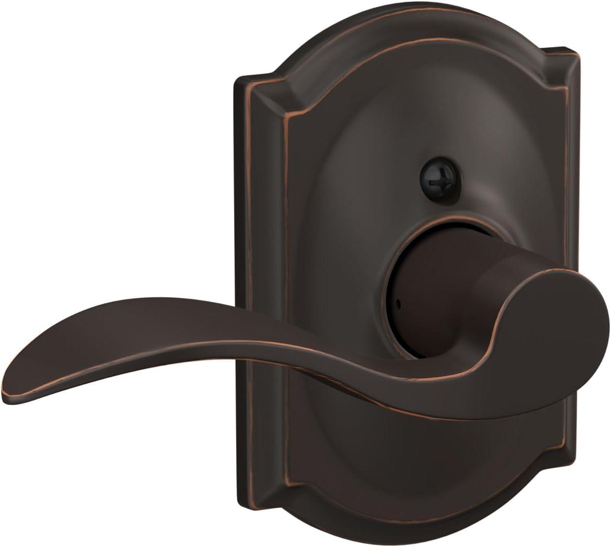 image:imageSchlage F10 ACC 716 CAM Accent Door Lever with Camelot Trim Hall amp Closet Passage Lock Aged Bronze
