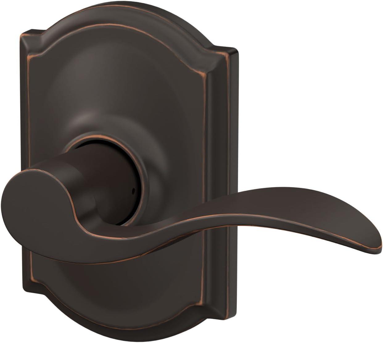 image:imageSchlage F10 ACC 716 CAM Accent Door Lever with Camelot Trim Hall amp Closet Passage Lock Aged Bronze