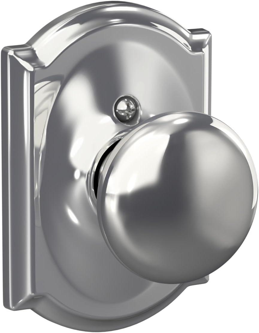 image:imageSchlage F10 PLY 620 CAM Camelot Collection Plymouth Passage Knob Antique PewterBright Chrome
