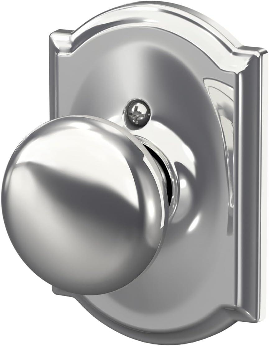 image:imageSchlage F10 PLY 620 CAM Camelot Collection Plymouth Passage Knob Antique PewterBright Chrome