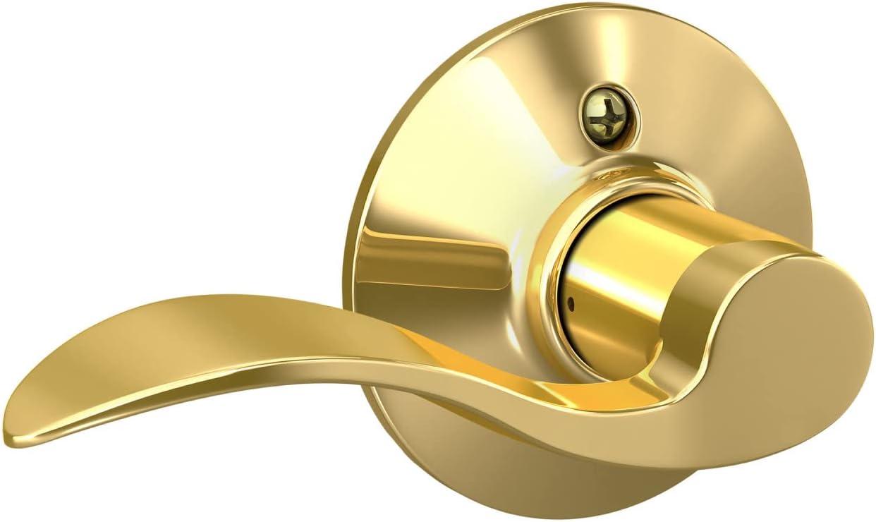 image:imageSchlage F10 V ACC 605 Accent Door Lever Hall amp Closet Passage Lock Bright BrassBright Brass