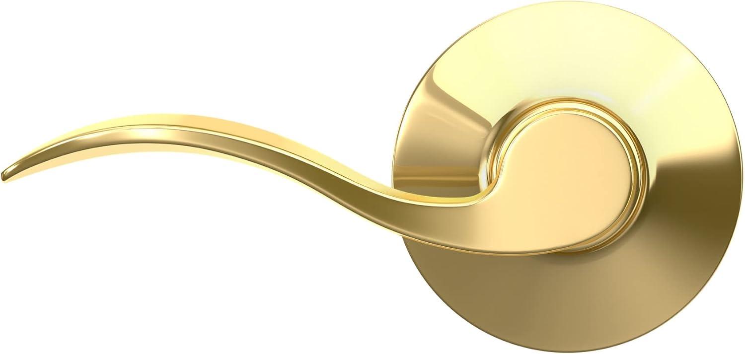 image:imageSchlage F10 V ACC 605 Accent Door Lever Hall amp Closet Passage Lock Bright BrassBright Brass