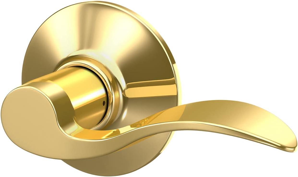 image:imageSchlage F10 V ACC 605 Accent Door Lever Hall amp Closet Passage Lock Bright BrassBright Brass