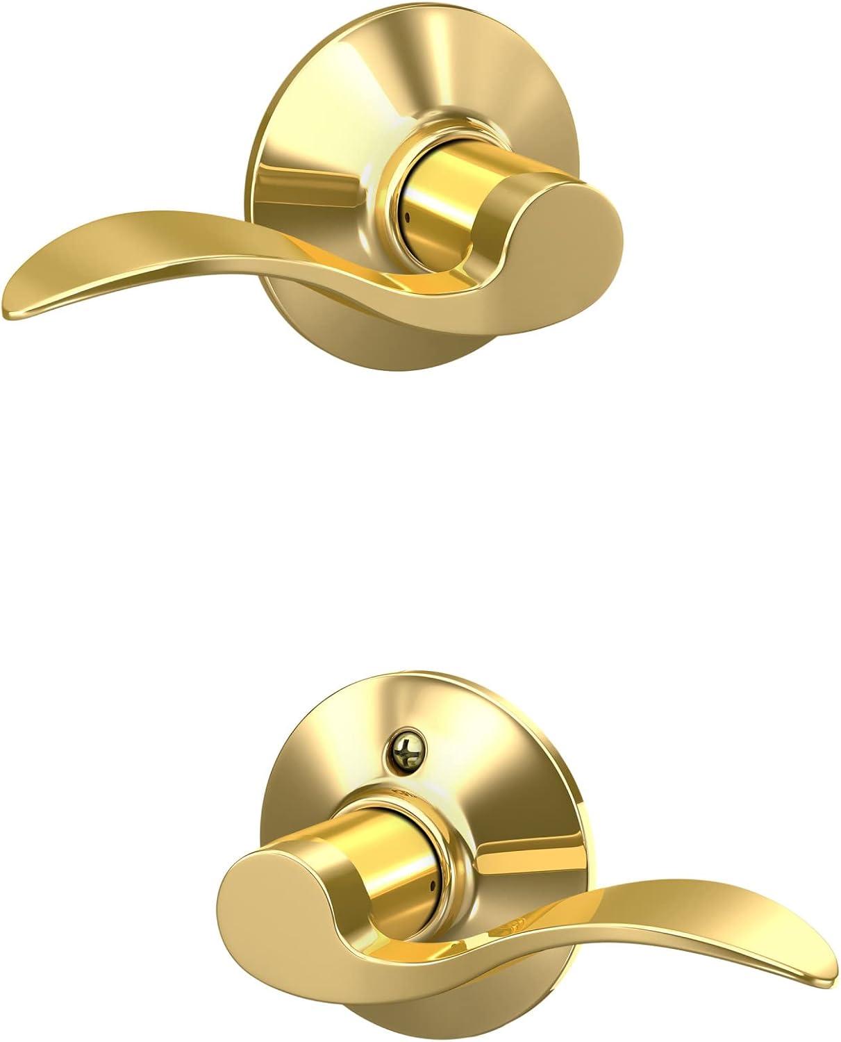 image:imageSchlage F10 V ACC 605 Accent Door Lever Hall amp Closet Passage Lock Bright BrassBright Brass