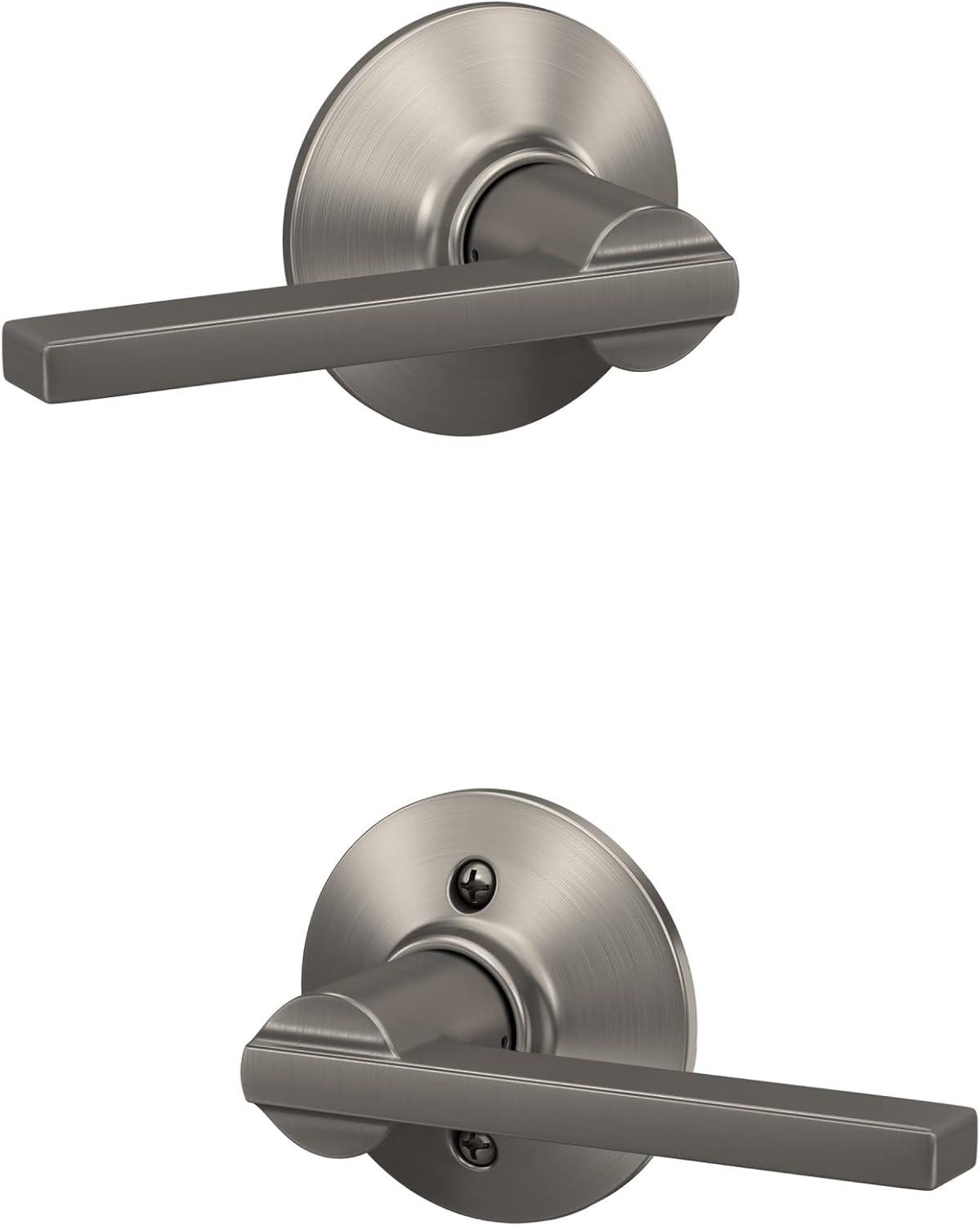 image:imageSchlage F10 V LAT 619 Latitude Door Lever Hall amp Closet Passage Lock Satin NickelNickel