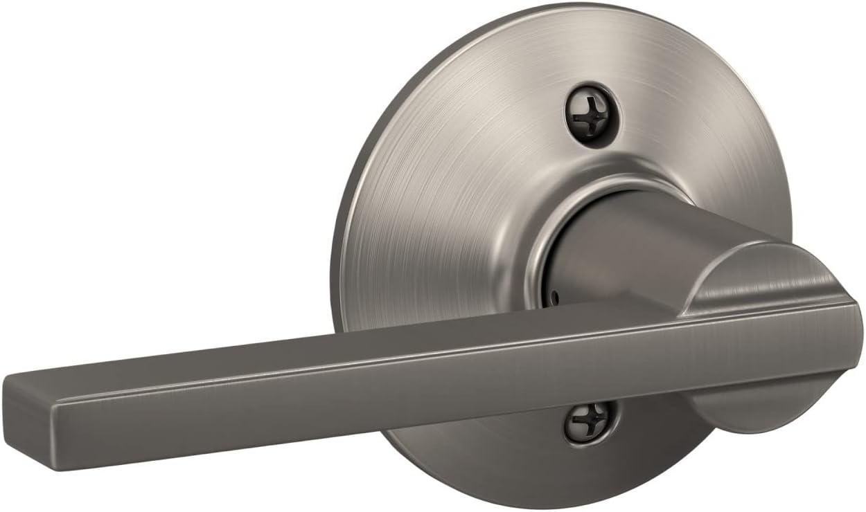 image:imageSchlage F10 V LAT 619 Latitude Door Lever Hall amp Closet Passage Lock Satin NickelNickel