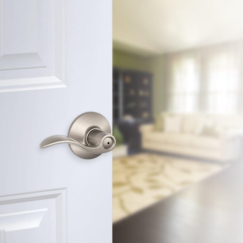 image:imageSchlage F40 ACC 619 Accent Door Lever Bed amp Bath Privacy Lock Satin NickelSatin Nickel
