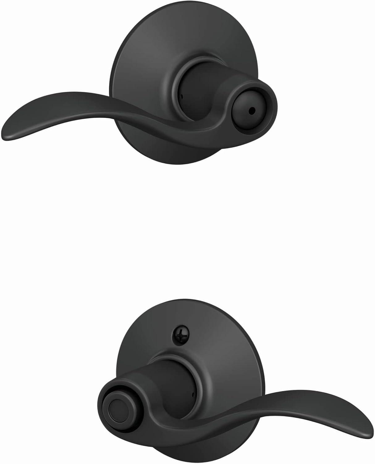 image:imageSchlage F40 ACC 622 Accent Door Lever Bed amp Bath Privacy Lock Matte BlackMatte Black