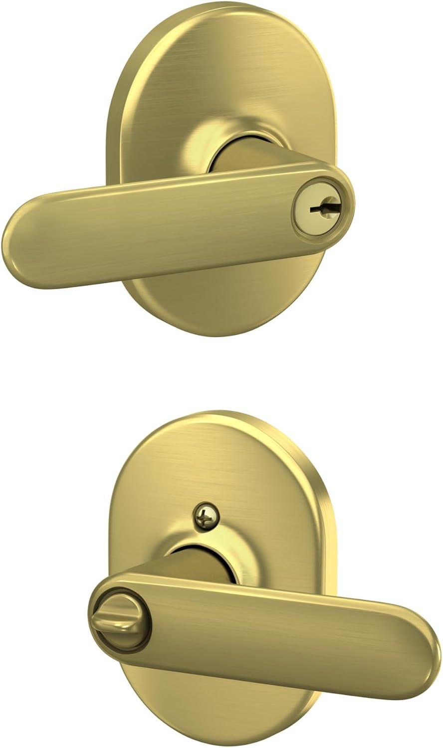 image:imageSchlage F40 DAV 622 RMN Davlin Door Lever with Remsen Trim Bed amp Bath Privacy Lock Matte BlackSatin Brass