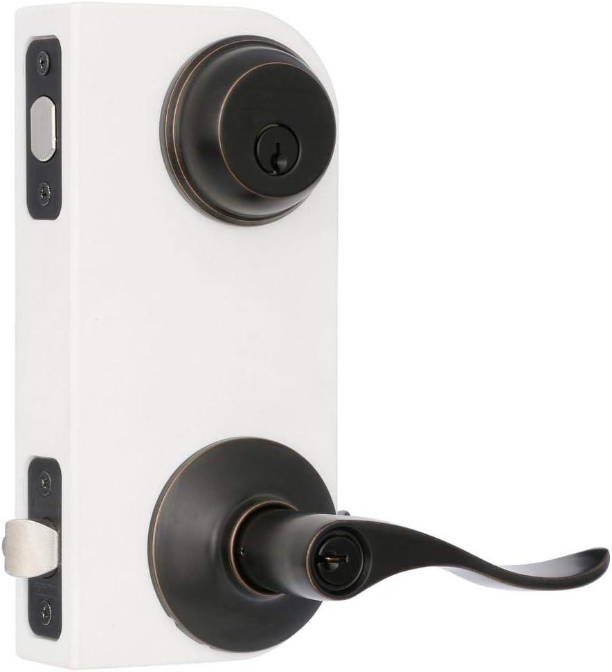 image:imageSchlage FB50N V Acc 716 Single Cylinder Deadbolt and Keyed Entry Accent Lever Aged BronzeNo Size