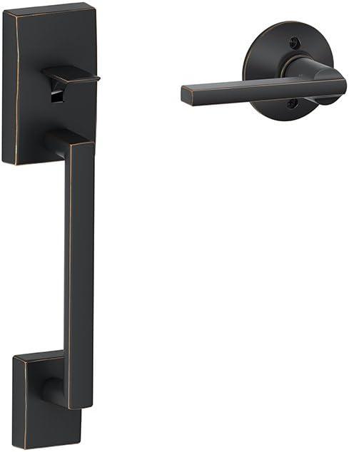 image:imageSchlage FE285 CEN 622 LAT Century Front Entry Handleset with Latitude Lever Lower Half Grip Matte BlackAged Bronze