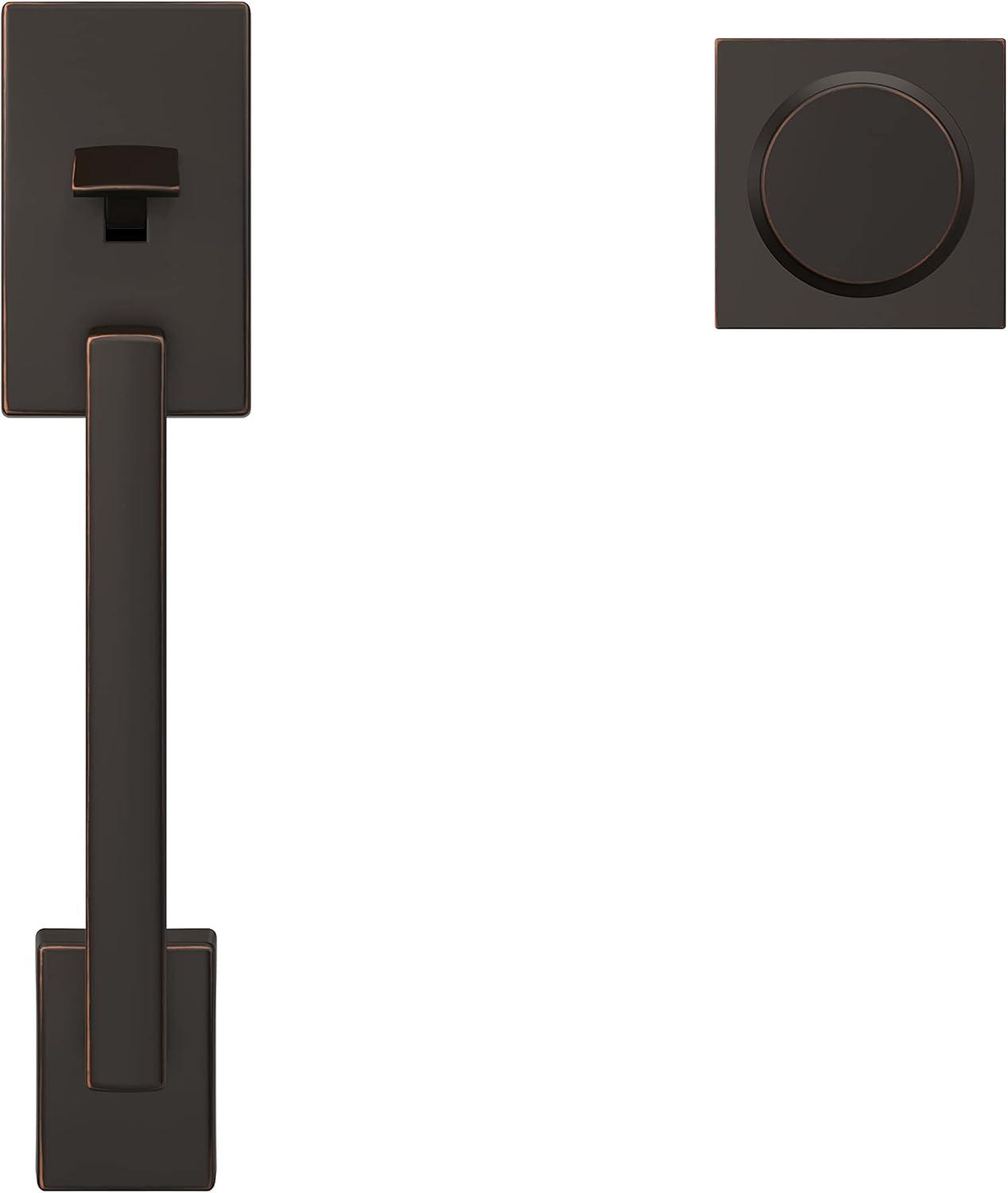 image:imageSchlage FE285 CEN 622 LAT Century Front Entry Handleset with Latitude Lever Lower Half Grip Matte BlackAged Bronze