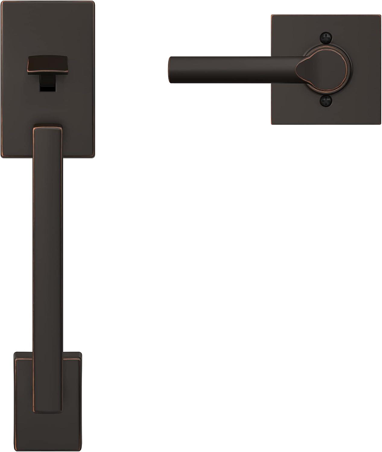 image:imageSchlage FE285 CEN 622 LAT Century Front Entry Handleset with Latitude Lever Lower Half Grip Matte BlackAged Bronze