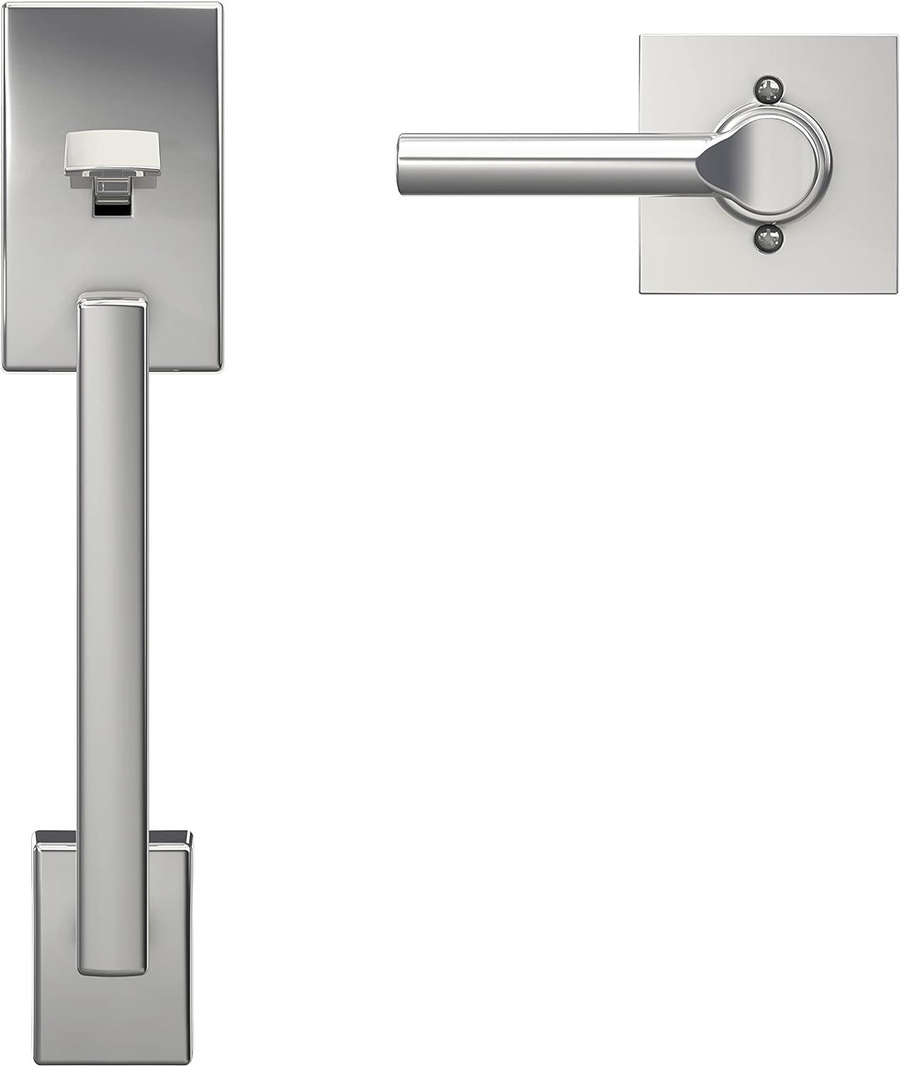 image:imageSchlage FE285 CEN 622 LAT Century Front Entry Handleset with Latitude Lever Lower Half Grip Matte BlackBright Chrome