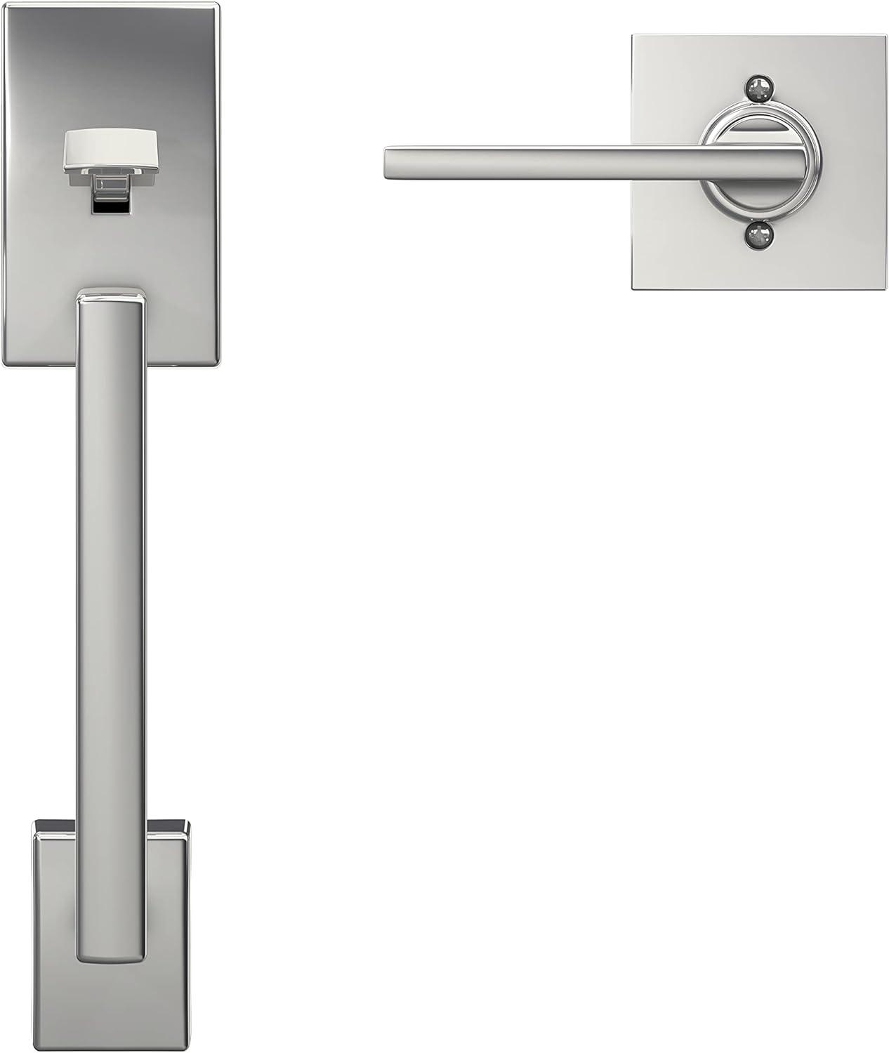 image:imageSchlage FE285 CEN 622 LAT Century Front Entry Handleset with Latitude Lever Lower Half Grip Matte BlackBright Chrome