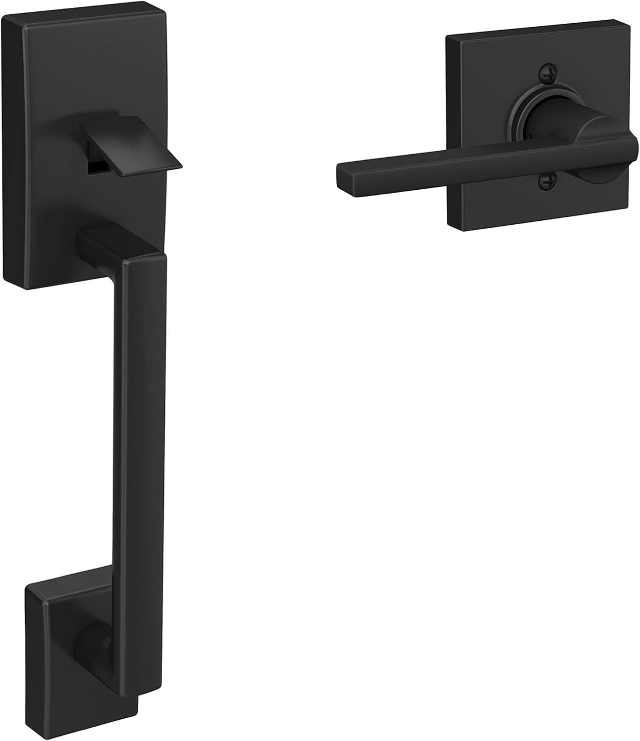 image:imageSchlage FE285 CEN 622 LAT Century Front Entry Handleset with Latitude Lever Lower Half Grip Matte BlackMatte Black