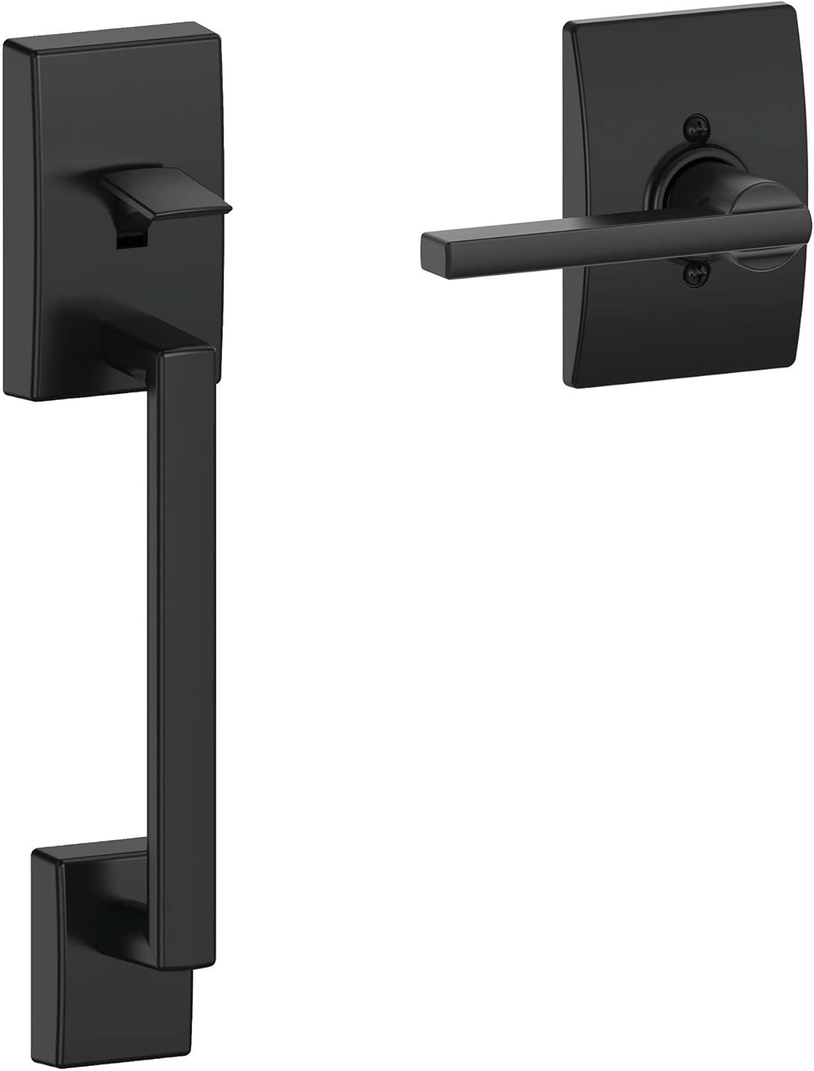 image:imageSchlage FE285 CEN 622 LAT Century Front Entry Handleset with Latitude Lever Lower Half Grip Matte BlackMatte Black