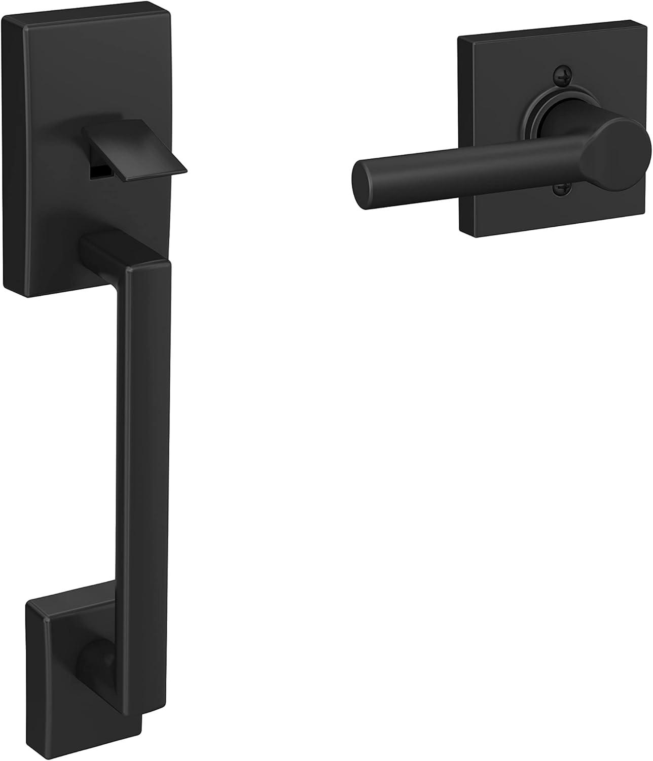 image:imageSchlage FE285 CEN 622 LAT Century Front Entry Handleset with Latitude Lever Lower Half Grip Matte BlackMatte Black