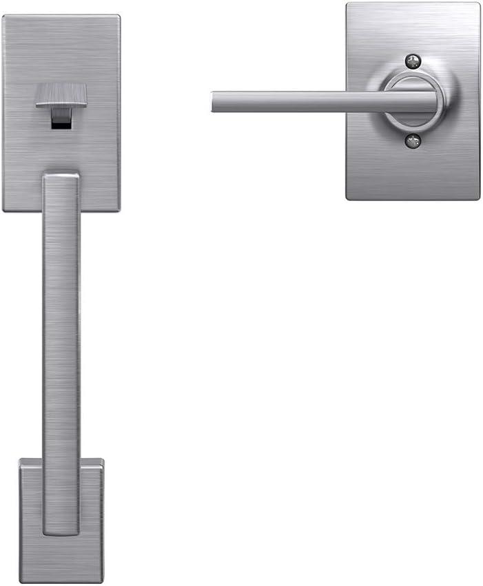 image:imageSchlage FE285 CEN 622 LAT Century Front Entry Handleset with Latitude Lever Lower Half Grip Matte BlackSatin Chrome