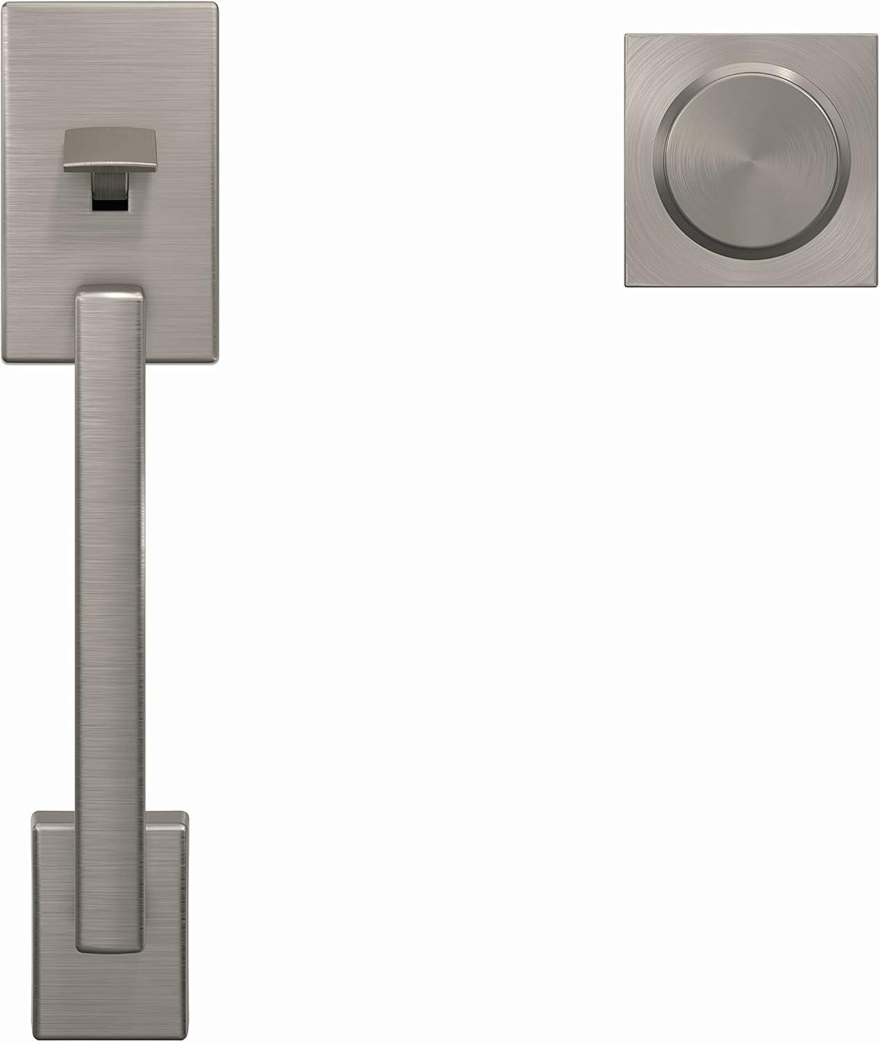 image:imageSchlage FE285 CEN 622 LAT Century Front Entry Handleset with Latitude Lever Lower Half Grip Matte BlackSatin Nickel
