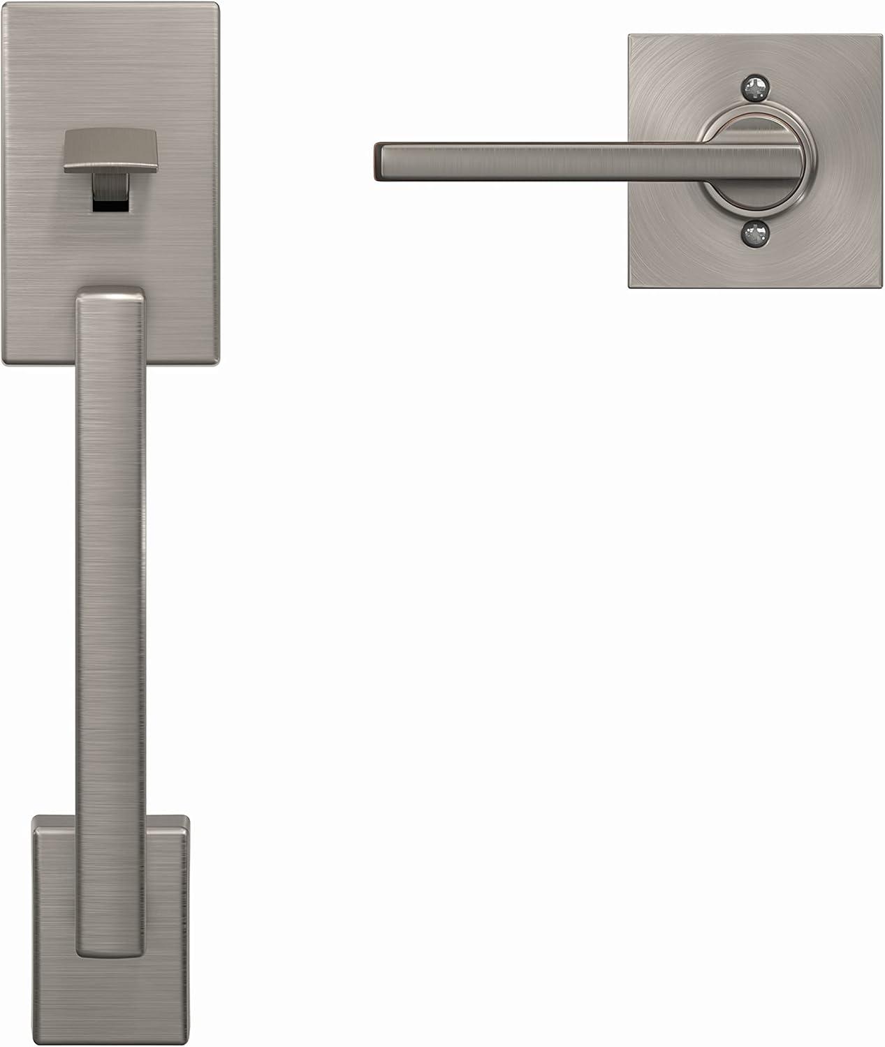 image:imageSchlage FE285 CEN 622 LAT Century Front Entry Handleset with Latitude Lever Lower Half Grip Matte BlackSatin Nickel