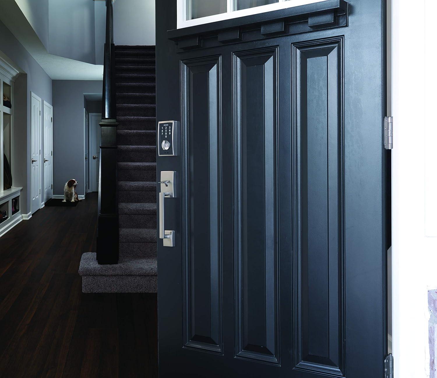 image:imageSchlage FE285 CEN 622 LAT Century Front Entry Handleset with Latitude Lever Lower Half Grip Matte BlackSatin Nickel
