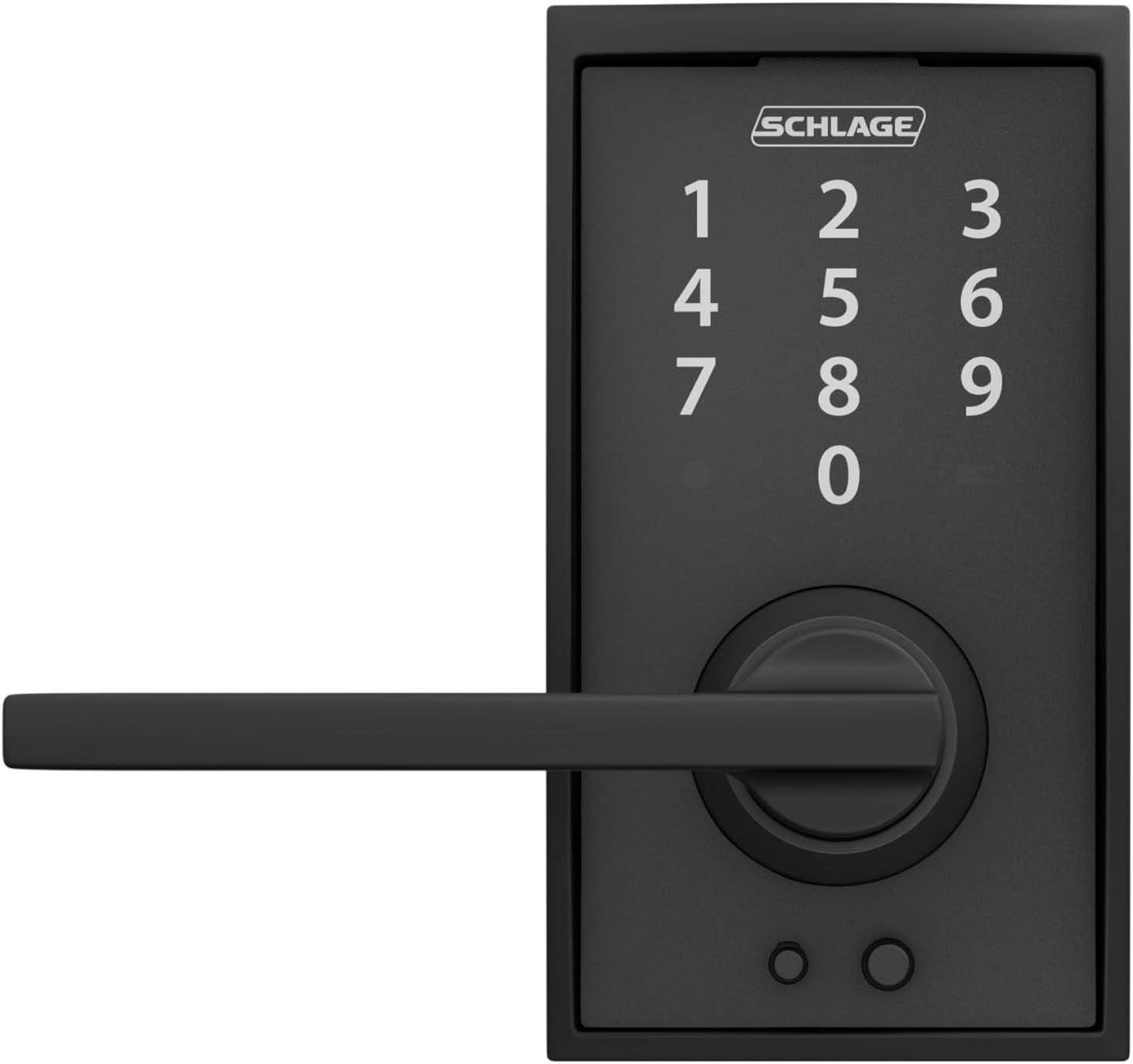 image:imageSchlage FE695 CEN 622 LAT Touch Century Lock with Latitude Lever Electronic Keyless Entry Lock Matte BlackMatte Black