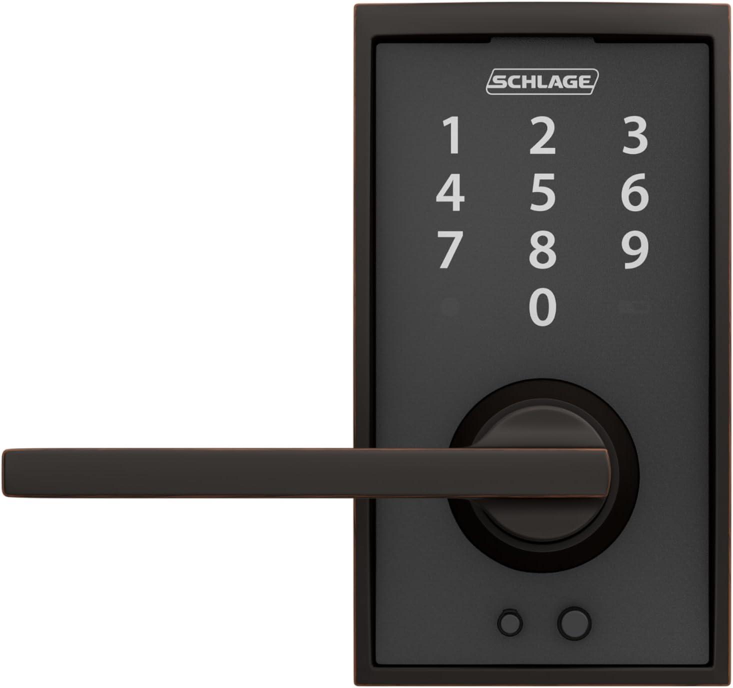 image:imageSchlage FE695 CEN 716 LAT Touch Century Lock with Latitude Lever Electronic Keyless Entry Lock Aged BronzeAged Bronze