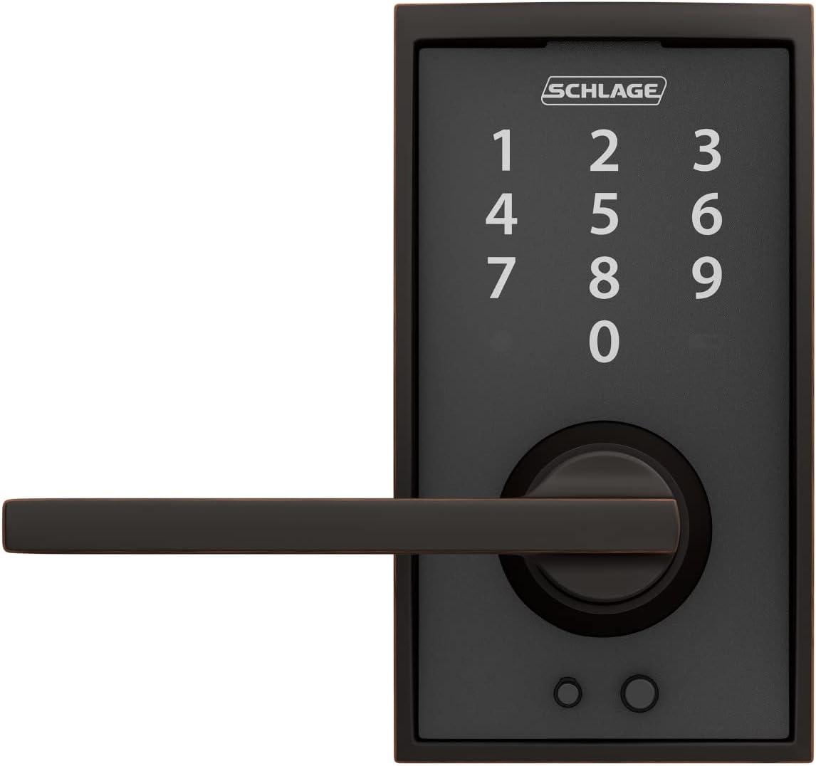 image:imageSchlage FE695 CEN 716 LAT Touch Century Lock with Latitude Lever Electronic Keyless Entry Lock Aged BronzeAged Bronze
