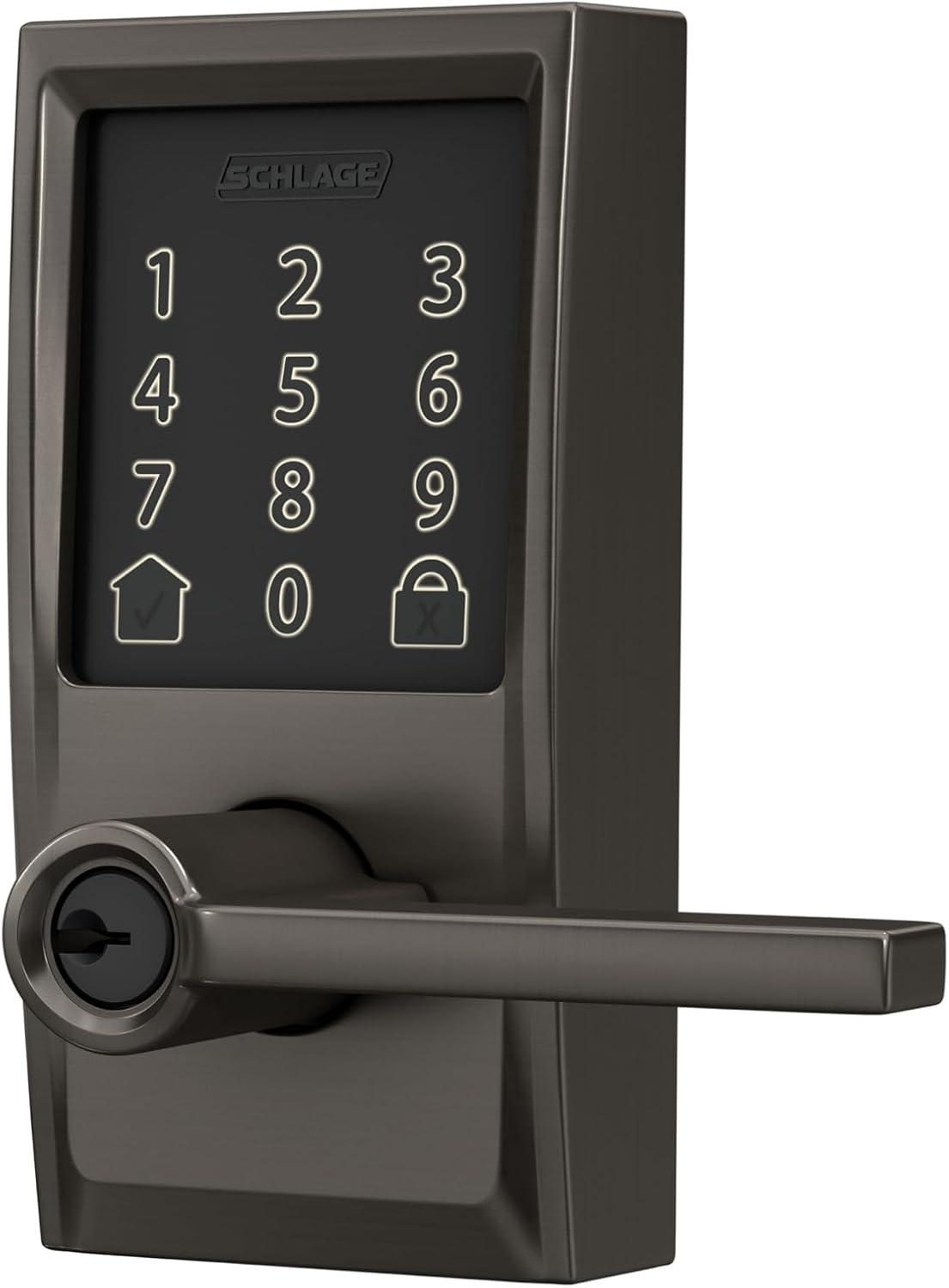 image:imageSchlage FE789WB CEN 622 LAT Encode WiFi Latitude Lever Smart Lock Keyless Entry Touchscreen Door Lock with Century Trim Matte BlackBlack Stainless