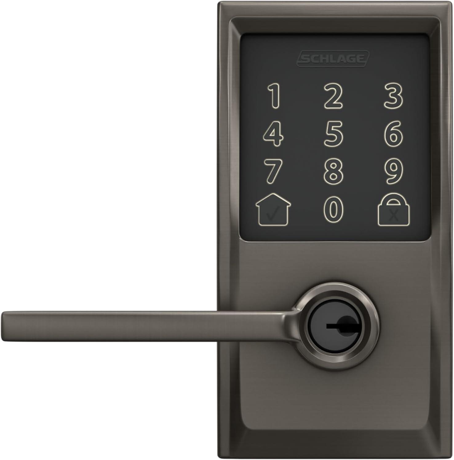 image:imageSchlage FE789WB CEN 622 LAT Encode WiFi Latitude Lever Smart Lock Keyless Entry Touchscreen Door Lock with Century Trim Matte BlackBlack Stainless