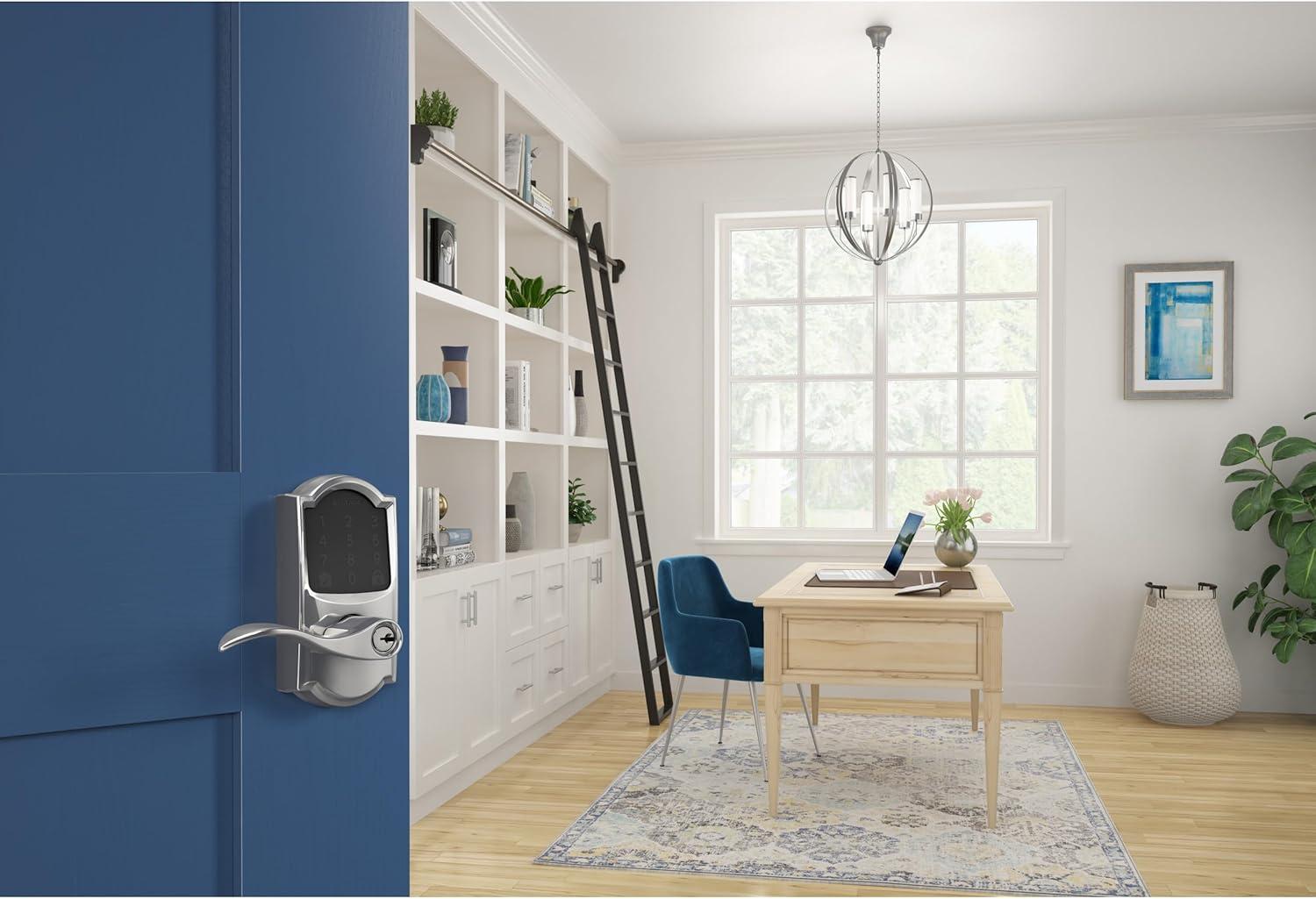 image:imageSchlage FE789WB CEN 622 LAT Encode WiFi Latitude Lever Smart Lock Keyless Entry Touchscreen Door Lock with Century Trim Matte BlackBright Chrome