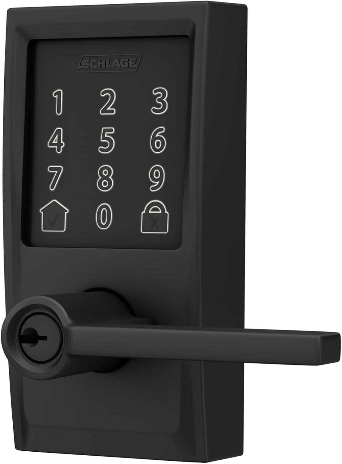 image:imageSchlage FE789WB CEN 622 LAT Encode WiFi Latitude Lever Smart Lock Keyless Entry Touchscreen Door Lock with Century Trim Matte BlackMatte Black
