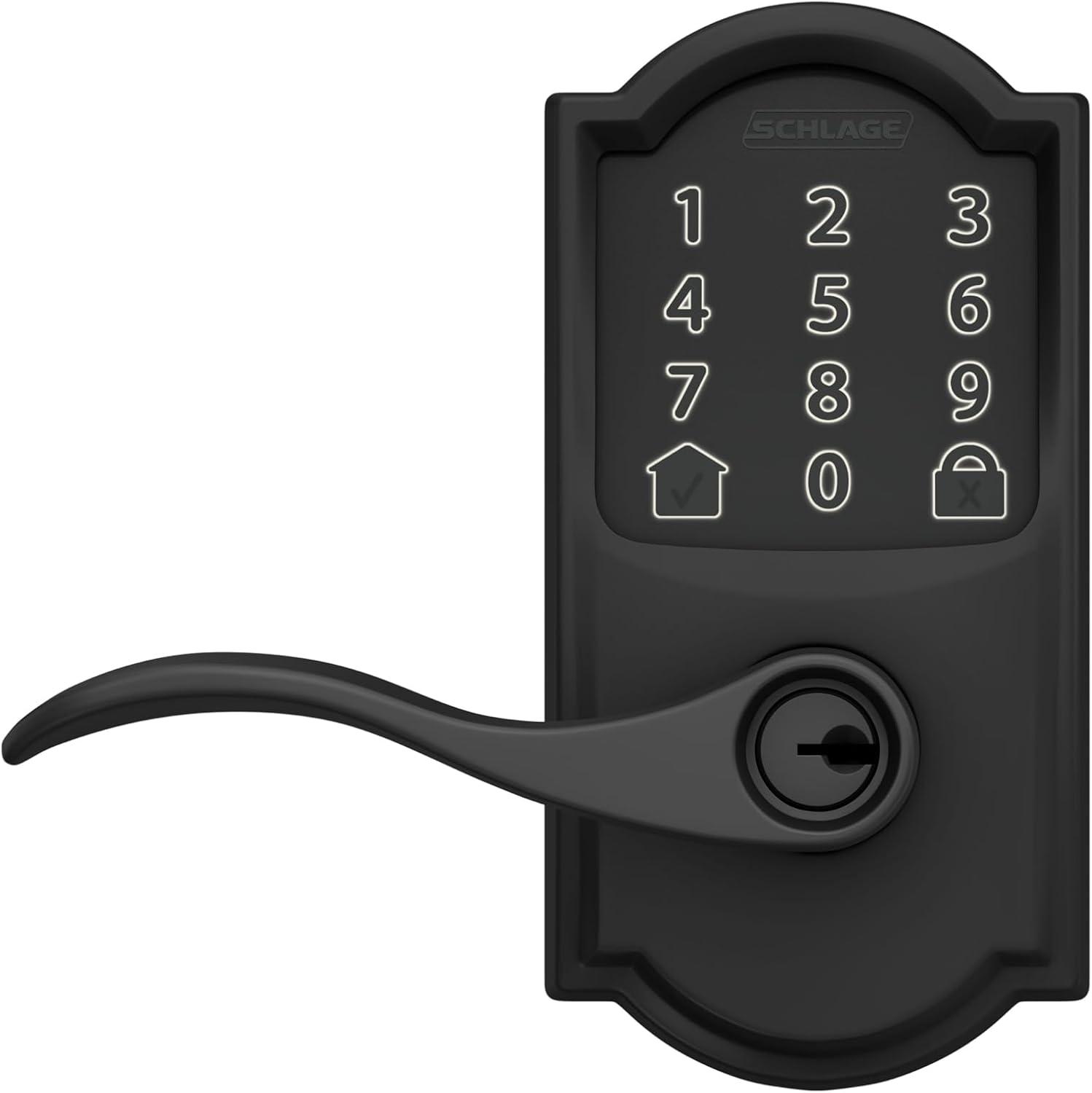image:imageSchlage FE789WB CEN 622 LAT Encode WiFi Latitude Lever Smart Lock Keyless Entry Touchscreen Door Lock with Century Trim Matte BlackMatte Black