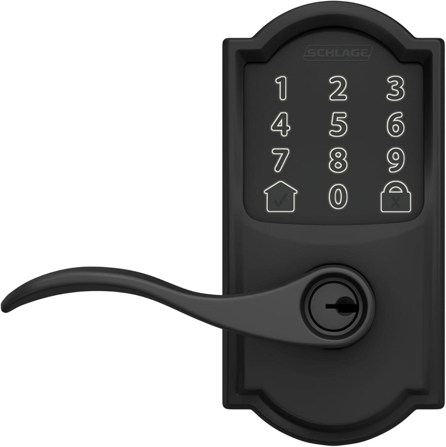 image:imageSchlage FE789WB CEN 622 LAT Encode WiFi Latitude Lever Smart Lock Keyless Entry Touchscreen Door Lock with Century Trim Matte BlackMatte Black