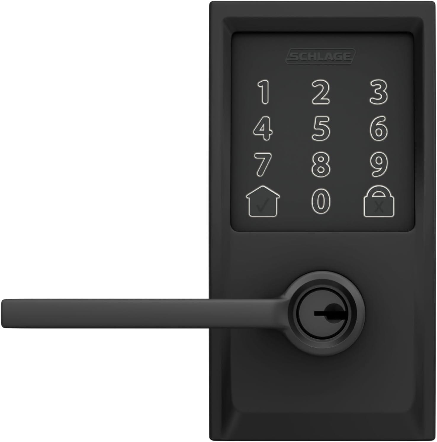image:imageSchlage FE789WB CEN 622 LAT Encode WiFi Latitude Lever Smart Lock Keyless Entry Touchscreen Door Lock with Century Trim Matte BlackMatte Black