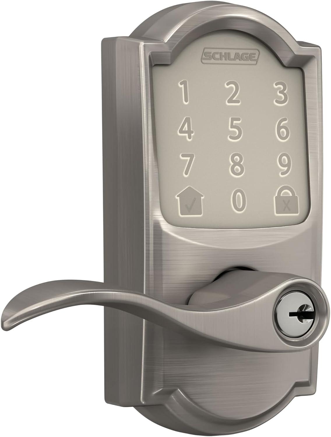 image:imageSchlage FE789WB CEN 622 LAT Encode WiFi Latitude Lever Smart Lock Keyless Entry Touchscreen Door Lock with Century Trim Matte BlackSatin Nickel