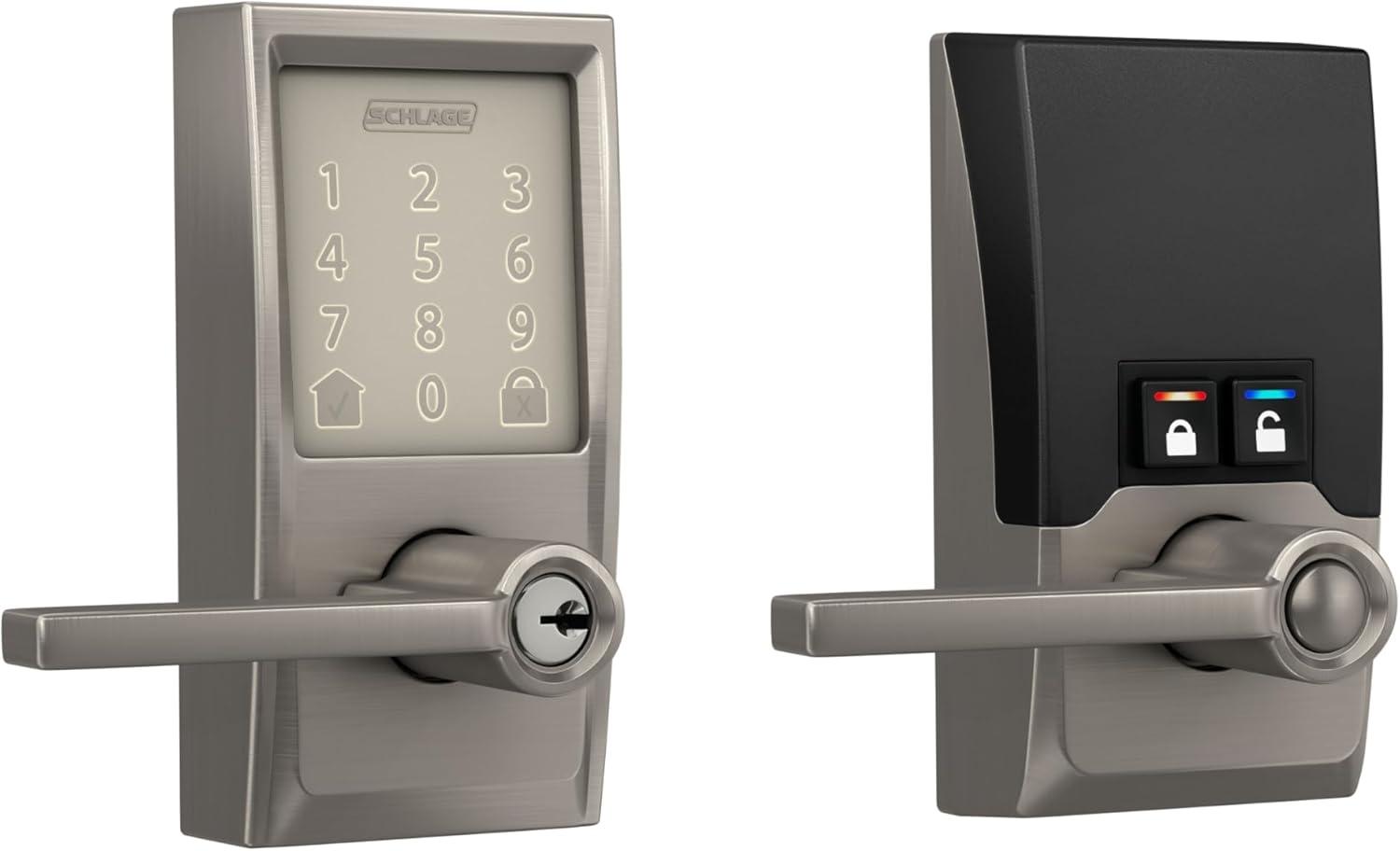 image:imageSchlage FE789WB CEN 622 LAT Encode WiFi Latitude Lever Smart Lock Keyless Entry Touchscreen Door Lock with Century Trim Matte BlackSatin Nickel