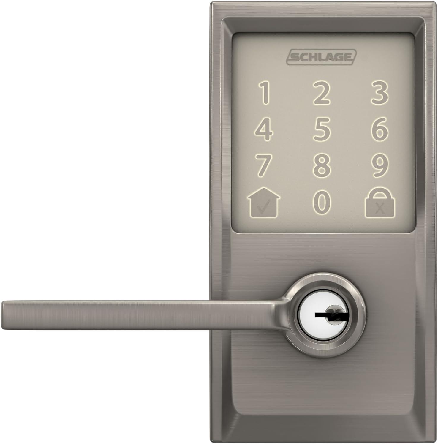 image:imageSchlage FE789WB CEN 622 LAT Encode WiFi Latitude Lever Smart Lock Keyless Entry Touchscreen Door Lock with Century Trim Matte BlackSatin Nickel