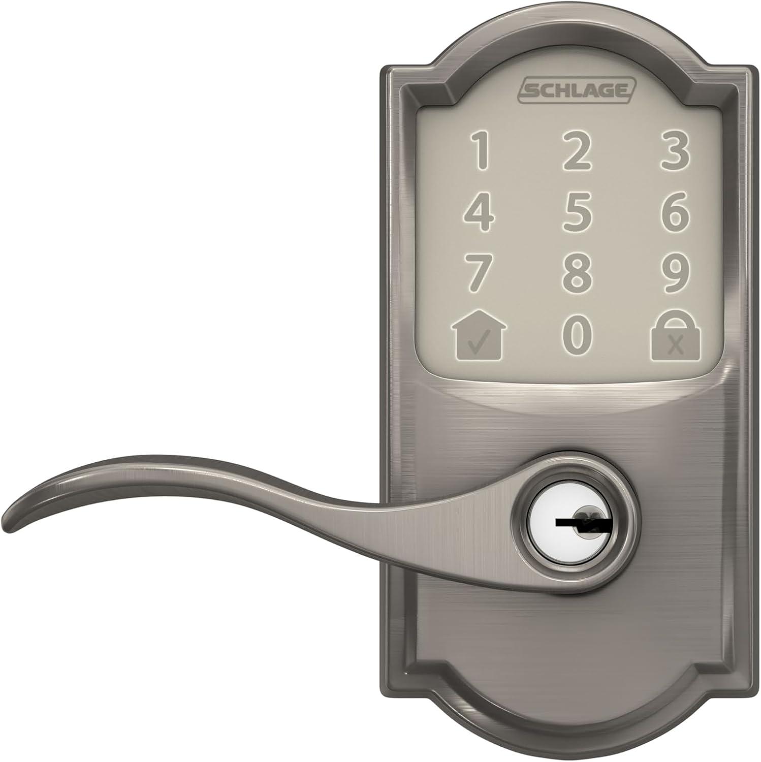 image:imageSchlage FE789WB CEN 622 LAT Encode WiFi Latitude Lever Smart Lock Keyless Entry Touchscreen Door Lock with Century Trim Matte BlackSatin Nickel