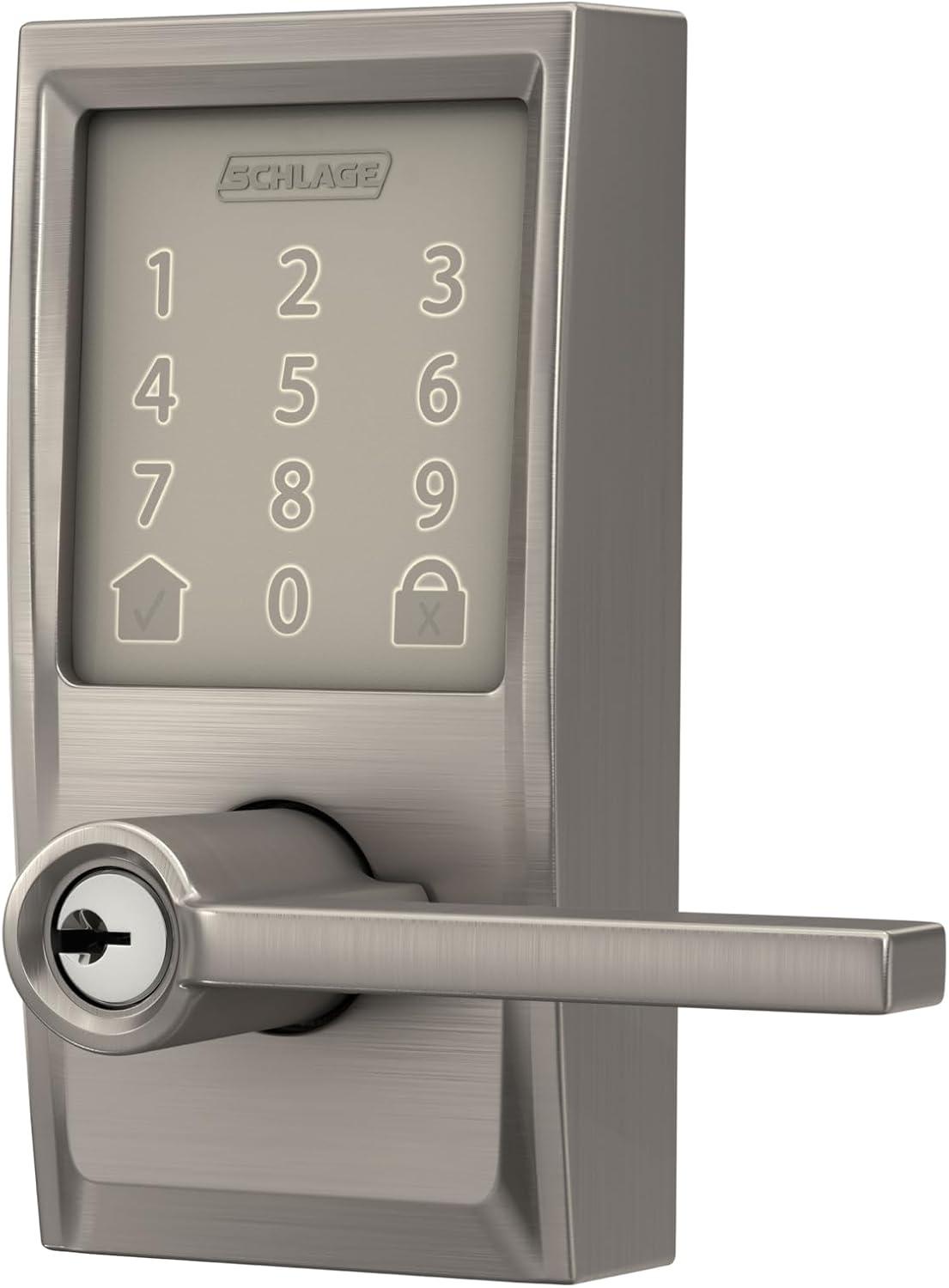 image:imageSchlage FE789WB CEN 622 LAT Encode WiFi Latitude Lever Smart Lock Keyless Entry Touchscreen Door Lock with Century Trim Matte BlackSatin Nickel