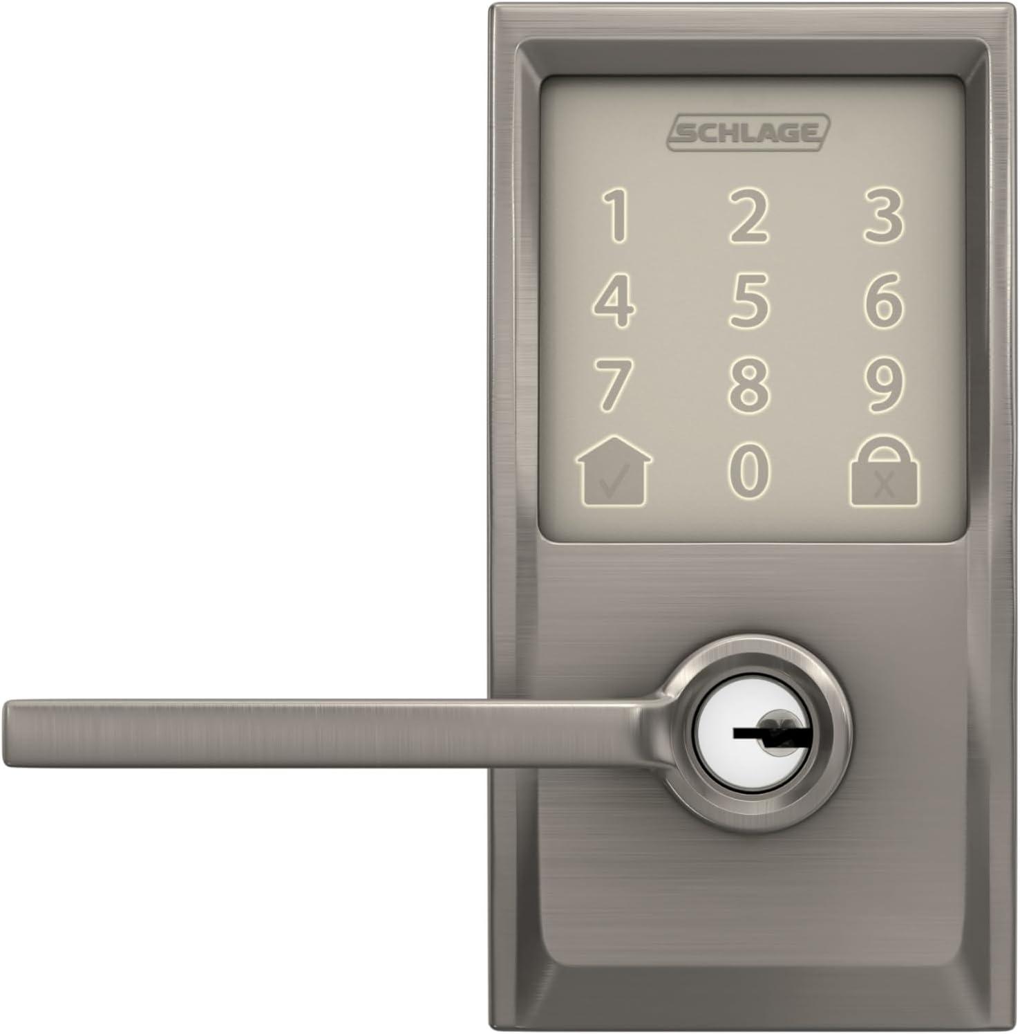 image:imageSchlage FE789WB CEN 622 LAT Encode WiFi Latitude Lever Smart Lock Keyless Entry Touchscreen Door Lock with Century Trim Matte BlackSatin Nickel