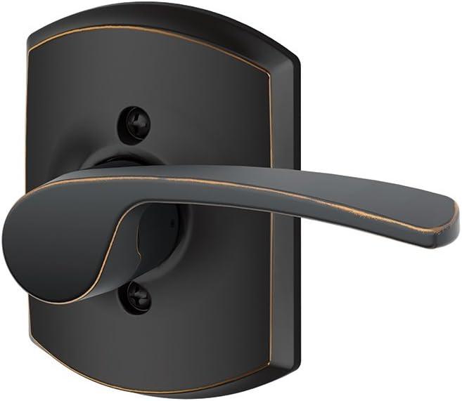image:imageSchlage Lock Company F10MER619GRW F10 Series Merano w Greenwich Rose Passage Door Lock Satin NickelAged Bronze