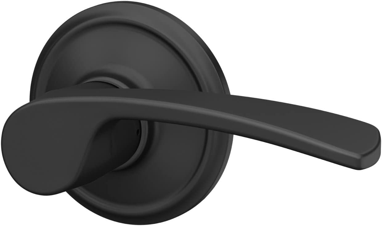 image:imageSchlage Lock Company F10MER619GRW F10 Series Merano w Greenwich Rose Passage Door Lock Satin NickelMatte Black