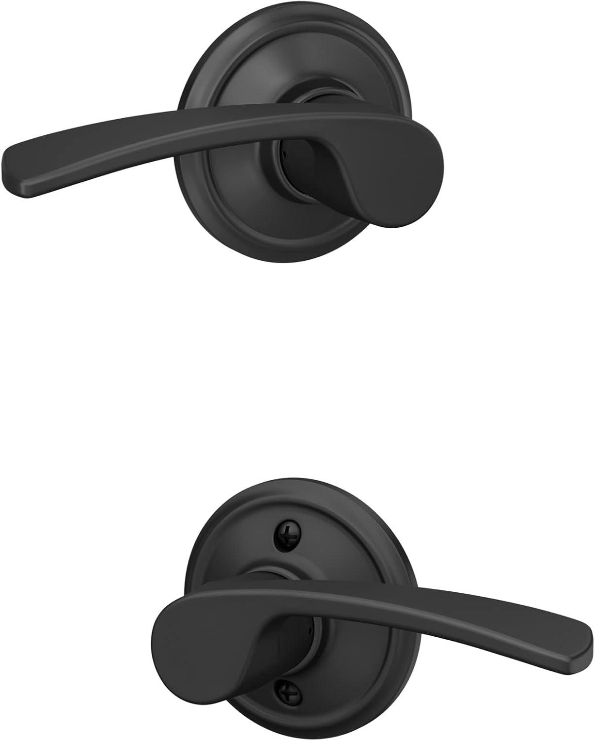 image:imageSchlage Lock Company F10MER619GRW F10 Series Merano w Greenwich Rose Passage Door Lock Satin NickelMatte Black