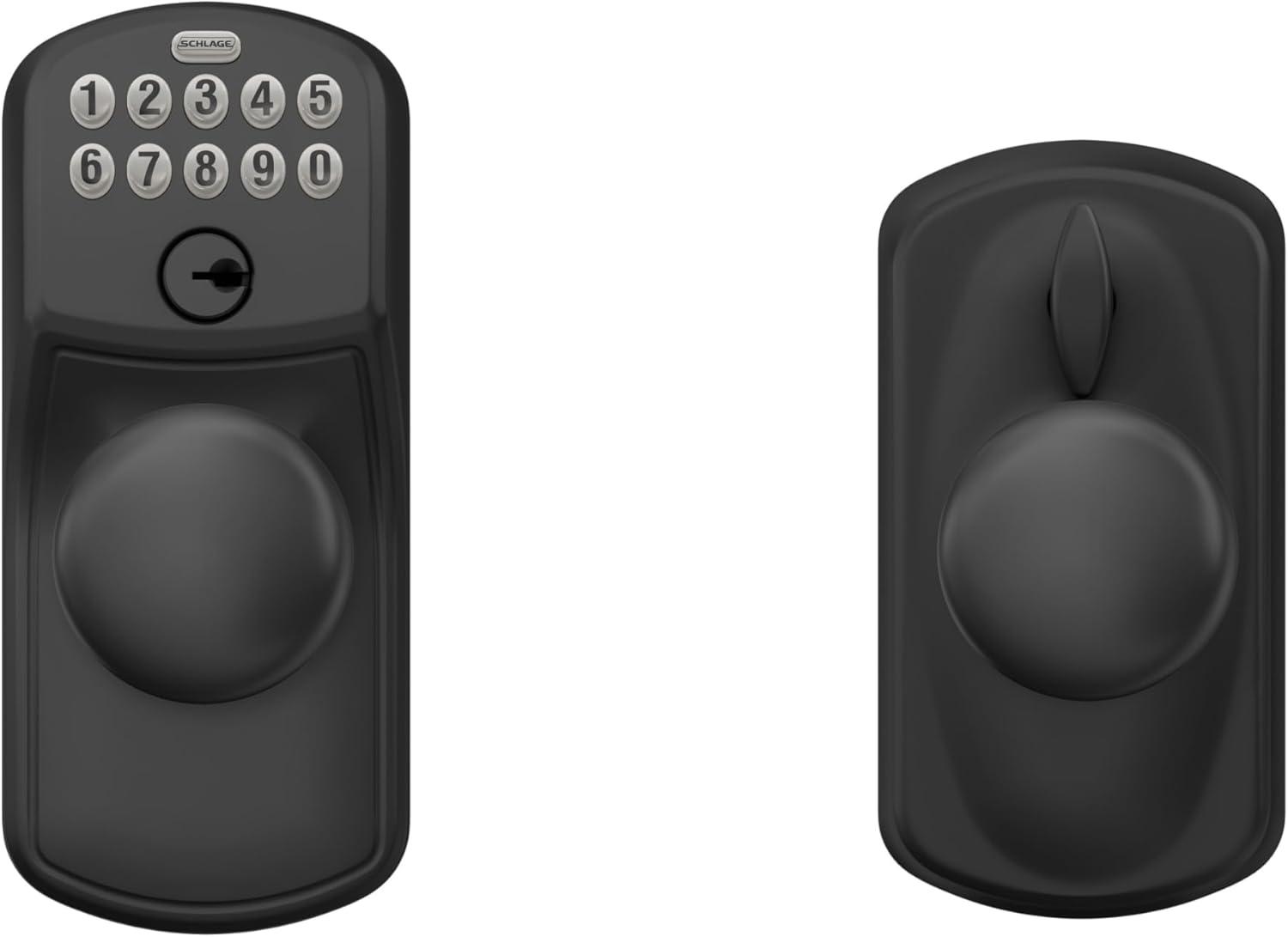 image:imageSchlage Plymouth Keypad Entry with FlexLock and Accent LeverKnob Matte Black FE595 PLY 622 Acc