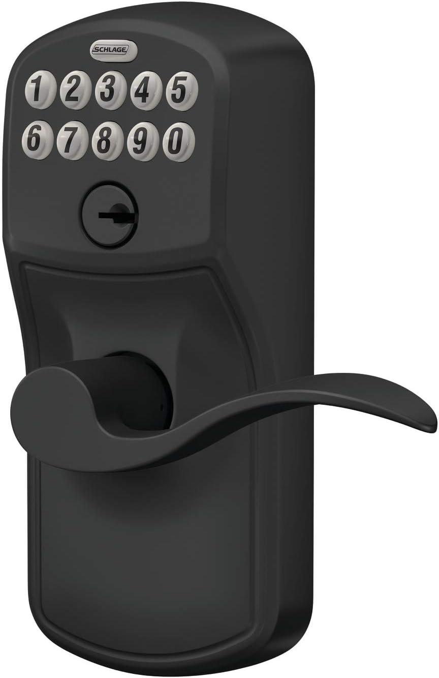 image:imageSchlage Plymouth Keypad Entry with FlexLock and Accent LeverKnob Matte Black FE595 PLY 622 Acc