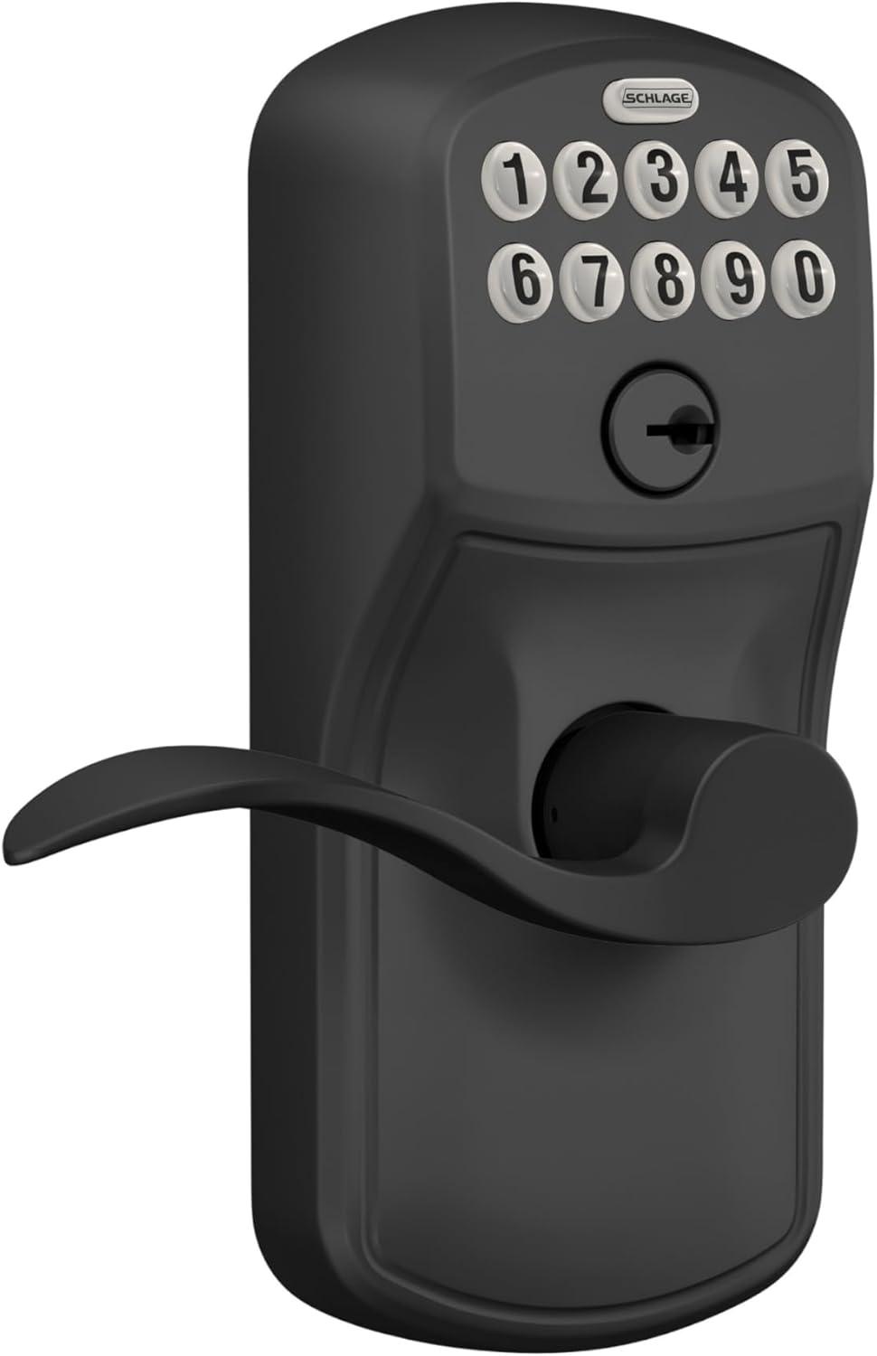 image:imageSchlage Plymouth Keypad Entry with FlexLock and Accent LeverKnob Matte Black FE595 PLY 622 Acc