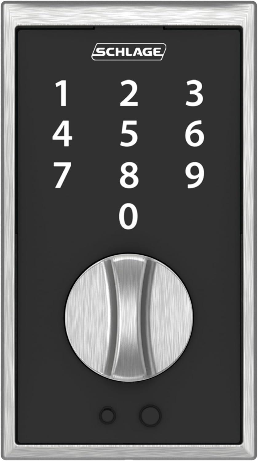 image:imageSchlage Touch Century Keypad Deadbolt Electronic Keyless Entry Lock Satin Chrome BE375 CEN 626Pack of 1